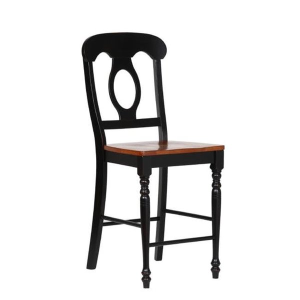 Sunset Trading Sunset Trading DLU-B50-BCH-2 Napoleon Chair in Antique Black with Cherry Finish Seats - Set of 2 DLU-B50-BCH-2